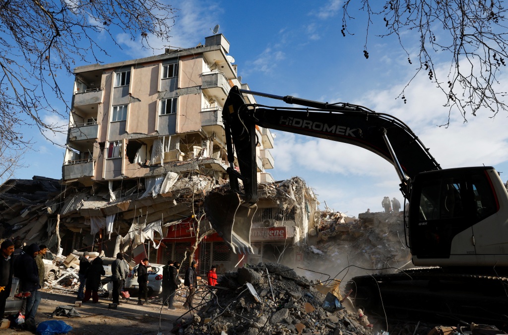 A general view of the damage in the aftermath of the deadly earthquake is shown in Kahramanmaras, Turkey, on Feb. 8, 2023. 