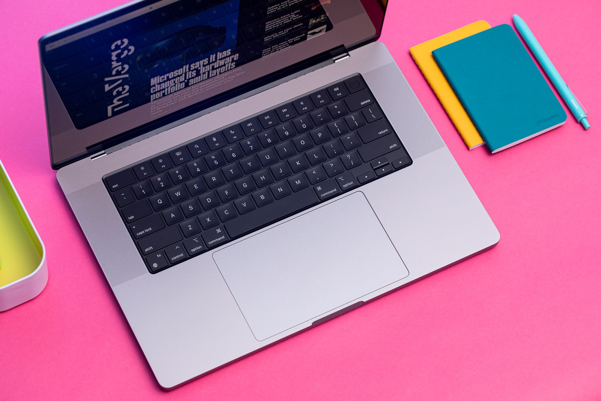 The MacBook Pro 16 (2023) keyboard seen from above.