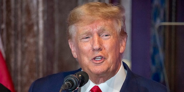 Former President Donald Trump speaks at a campaign event at the South Carolina Statehouse, Saturday, Jan. 28, 2023, in Columbia, S.C. 