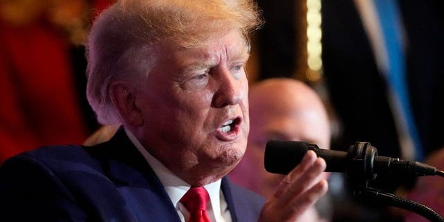 Former President Donald Trump speaks at a campaign event at the South Carolina Statehouse, Jan. 28, 2023, in Columbia, S.C.