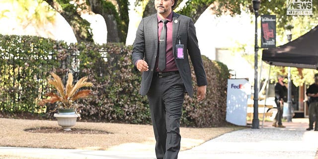 Attorney Justin Bamberg arrives at the Colleton County Courthouse Feb. 1, 2023, in Walterboro, S.C. 