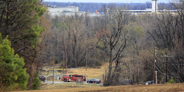 The crash happened Wednesday after the small plane took off from the Bill and Hillary Clinton National Airport in Little Rock, Arkansas, which can be seen in the distance.