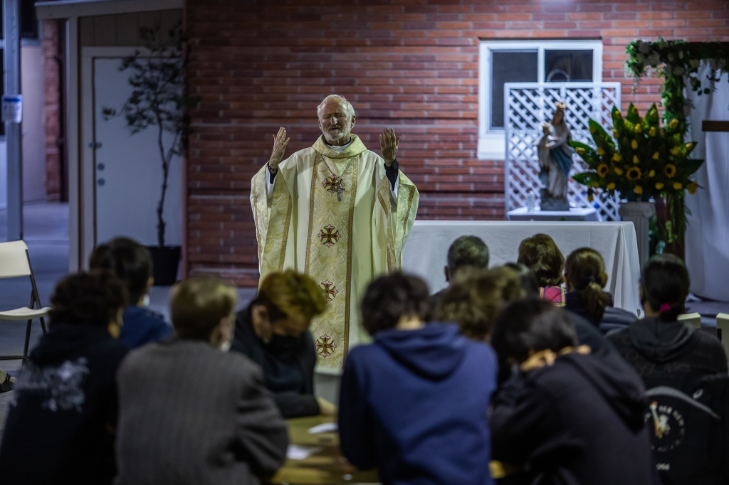 Bishop O'Connell leading a non-denominational memorial service to provide a space for community members who have lost loved ones in 2020 at the Saint Cornelius Catholic Church in Long Beach, California on Nov. 14, 2020.