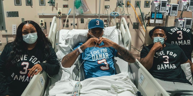 Damar Hamlin watching the Bills from his hospital bed.