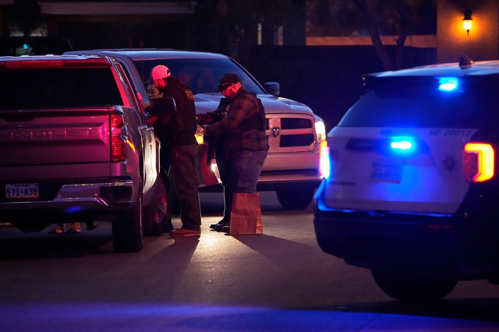 Las Vegas police work near the home of former actor Nathan Lee Chasing His Horse on Jan. 31, 2023, in North Las Vegas, Nev. 