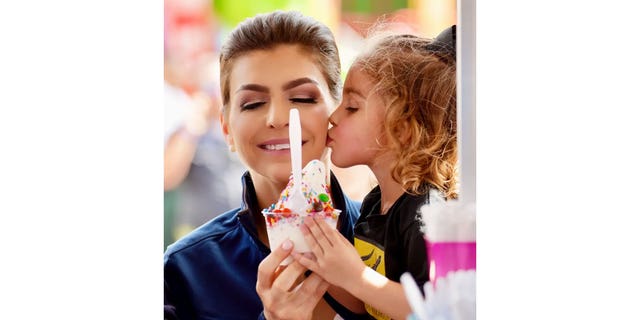 Florida First Lady Casey DeSantis and daughter, Mamie, at the Florida state fair in Tampa on February 9, 2023.