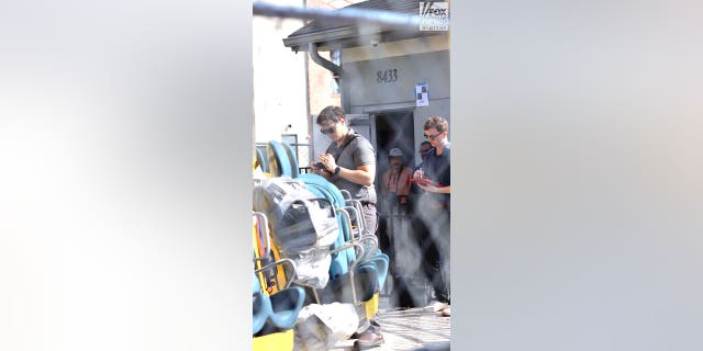 Representatives Austrian ride manufacturer, Funtime Handels inspect the Freefall drop tower ride at Icon Park in Orlando Florida, Thursday, February, 23, 2023. Ride goer, Tyree Sampson died when he fell from the ride in March last year. 