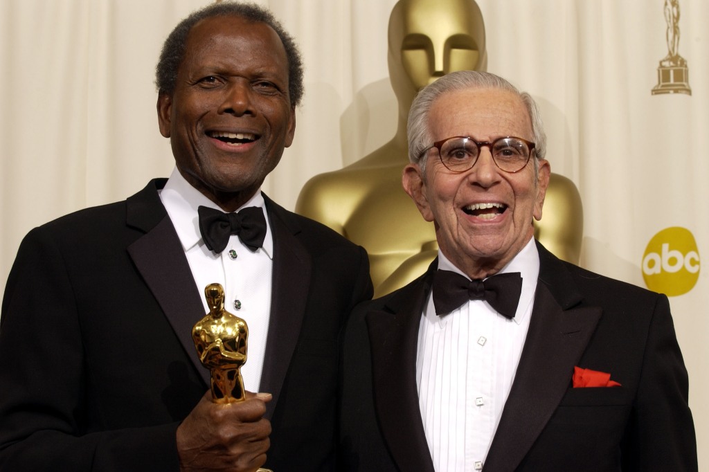 Sidney Poitier and Walter Mirisch pose during The 74th Annual Academy Awards - Press Room at Kodak Theater in Hollywood, California.