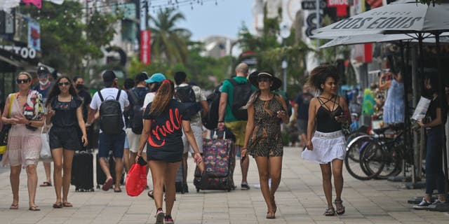 A busy 5th Avenue in Playa del Carmen, Quintana Roo, Mexico, on April 29, 2022.