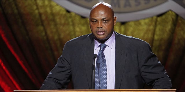 Charles Barkley speaks to the crowd during the Class of 2022 Tip-Off Celebration and Awards Gala as part of the 2022 Basketball Hall of Fame Enshrinement Ceremony Sept. 9, 2022, at the Mohegan Sun Arena at Mohegan Sun in Uncasville, Conn. 