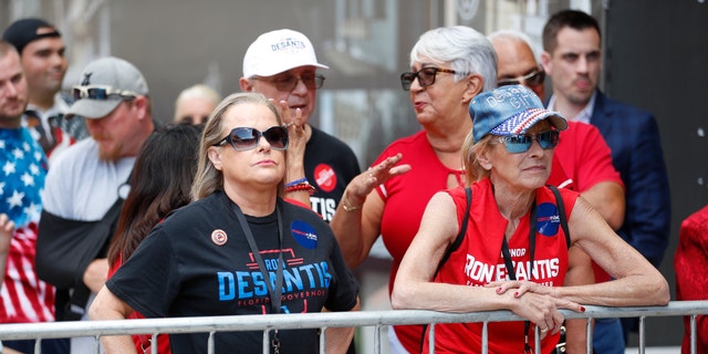 Supporters wait in line to hear Republican Florida Gov. Ron DeSantis and Sen. Marco Rubio (R-FL) to give their re-election campaign speeches during a rally hosted by the Republican Party of Florida held at the Cheyenne Saloon on November 7, 2022, in Orlando, Florida.