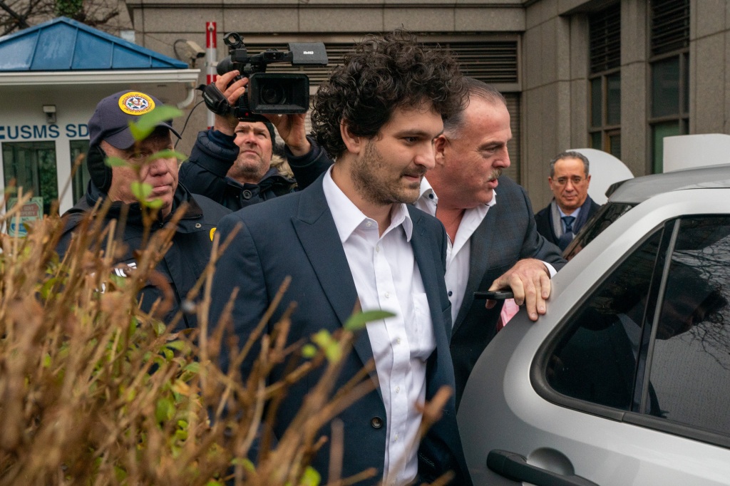 Sam Bankman-Fried leaves Manhattan Federal Court after his arraignment and bail hearings.