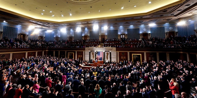 President Joe Biden speaks to a joint session of Congress at the U.S. Capitol on Tuesday, Feb. 7, 2023.