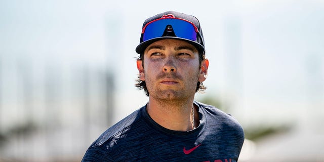 Triston Casas, #36 of the Boston Red, Sox looks on during a team spring training workout on February 22, 2023, at jetBlue Park at Fenway South in Fort Myers, Florida. 