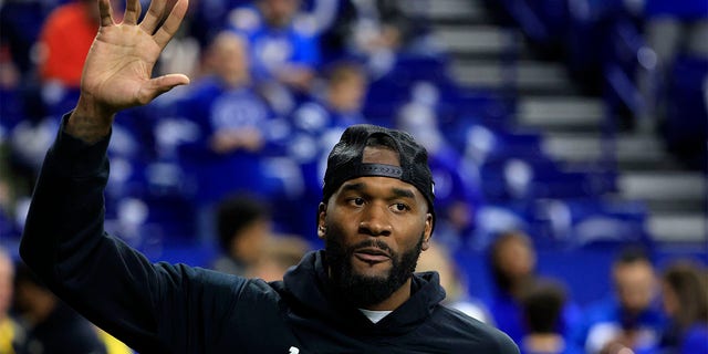 Shaquille, Leonard #53 of the Indianapolis Colts, looks on prior to the game against the Los Angeles Chargers at Lucas Oil Stadium on December 26, 2022, in Indianapolis, Indiana. 