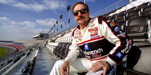 Dale Earnhardt checks out the view from the newly completed Earnhardt Grandstand during winter testing, two weeks before the Daytona 500, at Daytona International Speedway, Daytona Beach, FL, in this file photo from February 2001.  