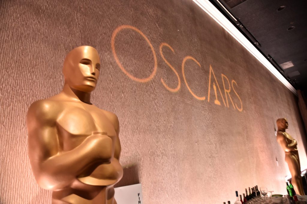 A view of the Oscars logo at the 88th Annual Academy Awards nominee luncheon on February 8, 2016 in Beverly Hills