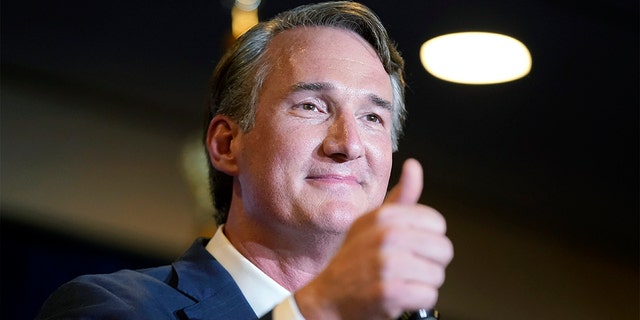 Virginia Gov.-elect Glenn Youngkin speaks at an election night party in Chantilly, Va., early Wednesday, Nov. 3, 2021, after he defeated Democrat Terry McAuliffe. 