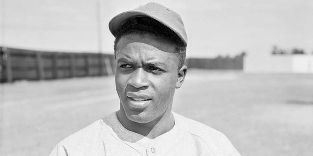 Jackie Robinson with the Montreal Royals in Sanford, Florida, on March 4, 1946.