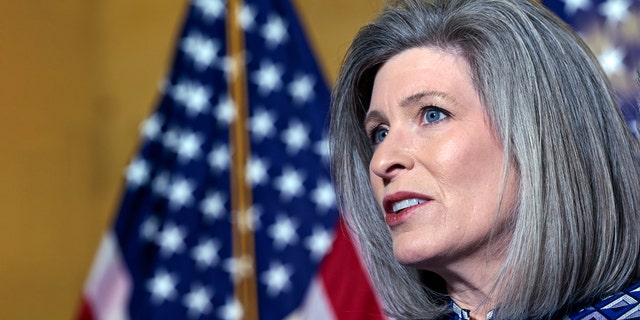 Sen. Joni Ernst, R-Iowa, speaks during a press conference following the weekly Senate Republican policy luncheon in the Russell Senate Office Building on Capitol Hill on Jan. 19, 2022, in Washington, D.C.