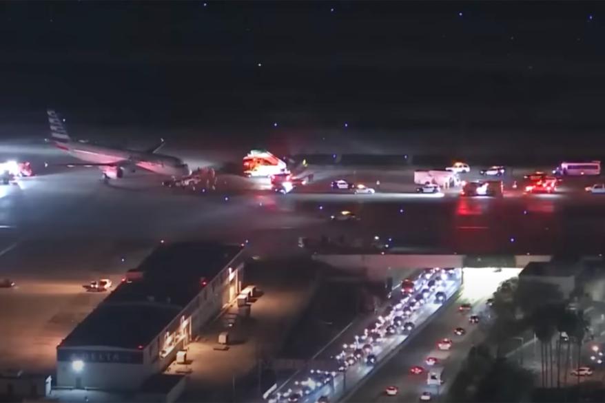 An aerial view of LAX after the collision.