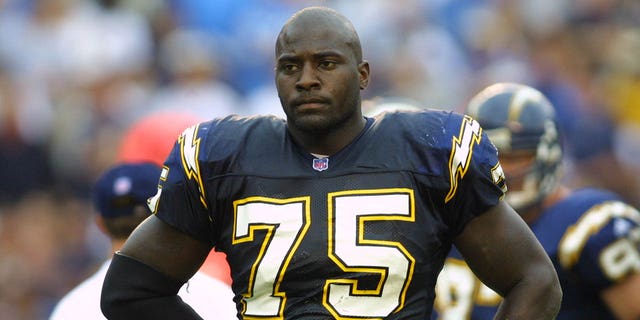 Marcellus Wiley, defensive lineman for the Chargers, takes a breather during a Buffalo Bills game at Qualcomm Stadium in San Diego, California.