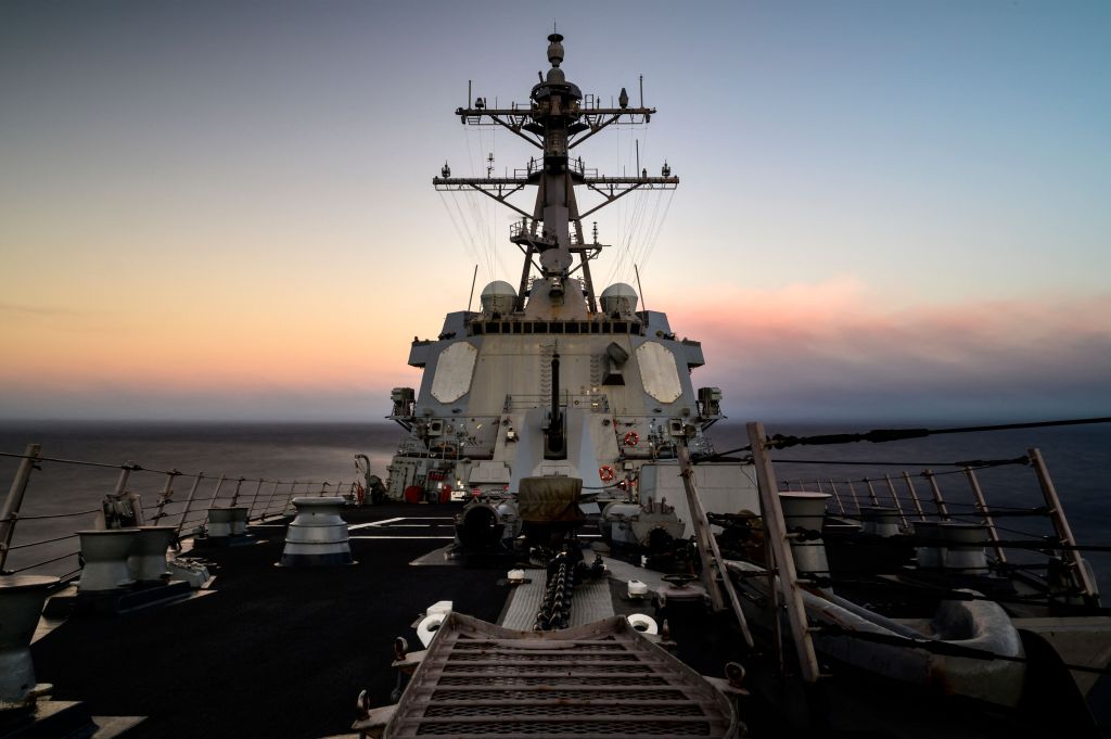 
The US Navy's guided-missile destroyer USS Chung-Hoon in a handout photo from August 2020. The US military is planning on boosting the number of American troops in Taiwan. 