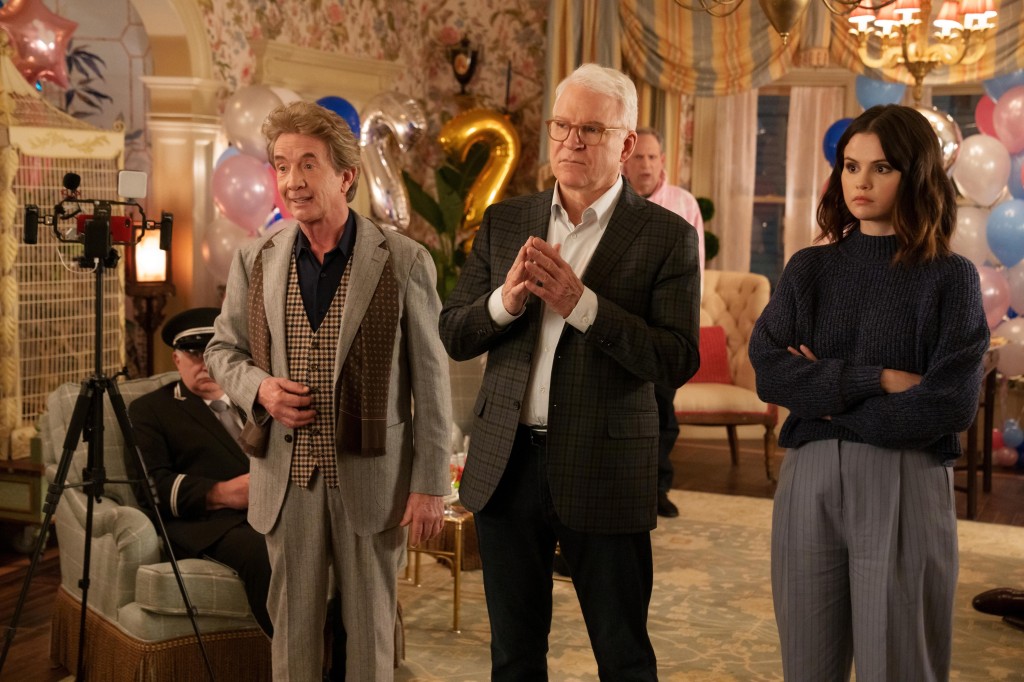 Selena Gomez, Martin Short and Steve Martin in the Hulu comedy "Only Murders in the Building."