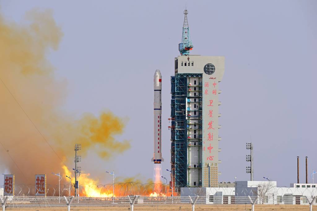 A Chinese rocket carrying a satellites taking off on January 13, 2023.