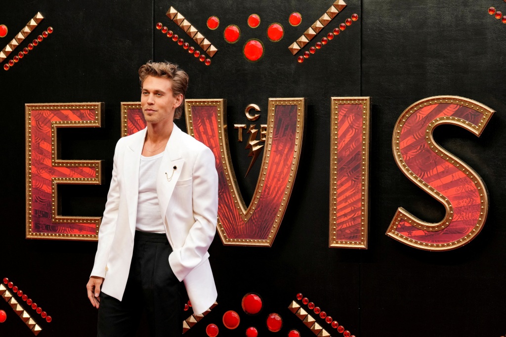 Austin Butler poses as he arrives at the London screening of 'Elvis' in London, Britain May 31, 2022.