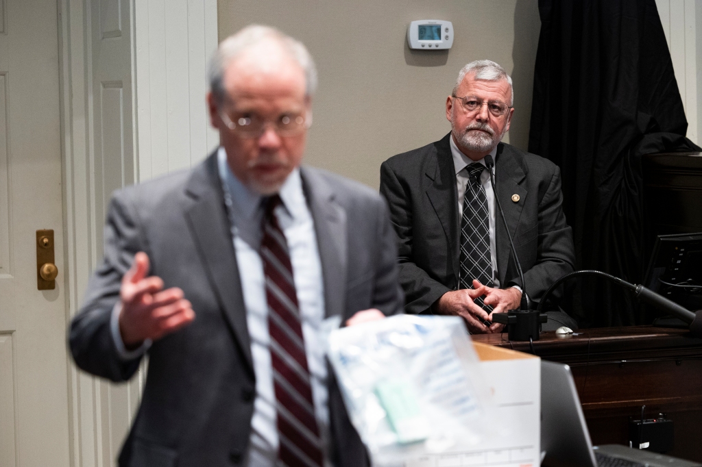 Prosecutor Creighton Waters asks witness Jeff Croft, a SLED senior special agent, questions about weapons and ammunition collected from Alex Murdaugh's home