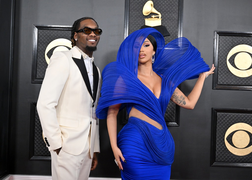 Offset and Cardi B arrive at the Grammy Awards.