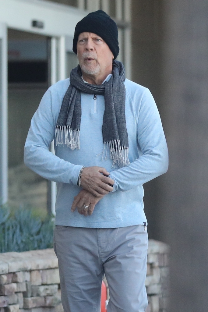 Willis is seen out in Los Angeles last week, before his family announced his "cruel" dementia diagnosis. 