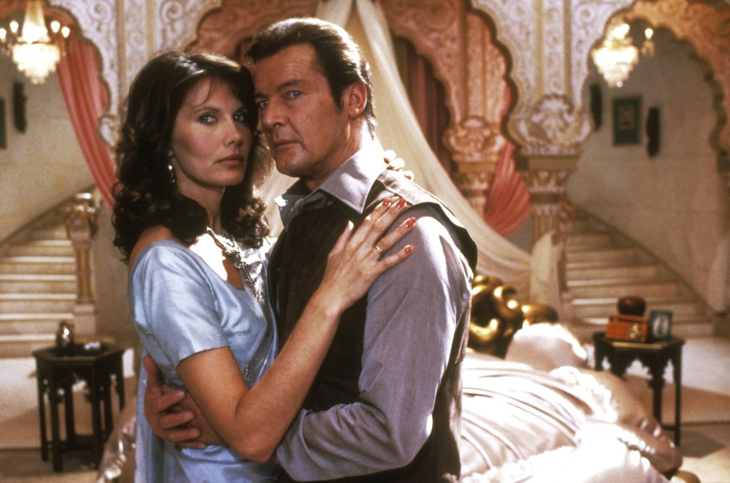 OCTOPUSSY, from left: Roger Moore, Maud Adams, 1983.