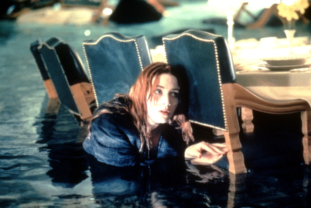 Winslet said she nearly died while filming a water sequence, when her coat got caught on a metal gate.