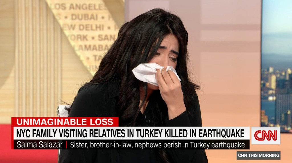 Salma Salazar wipes away tears during heart-wrenching CNN interview.