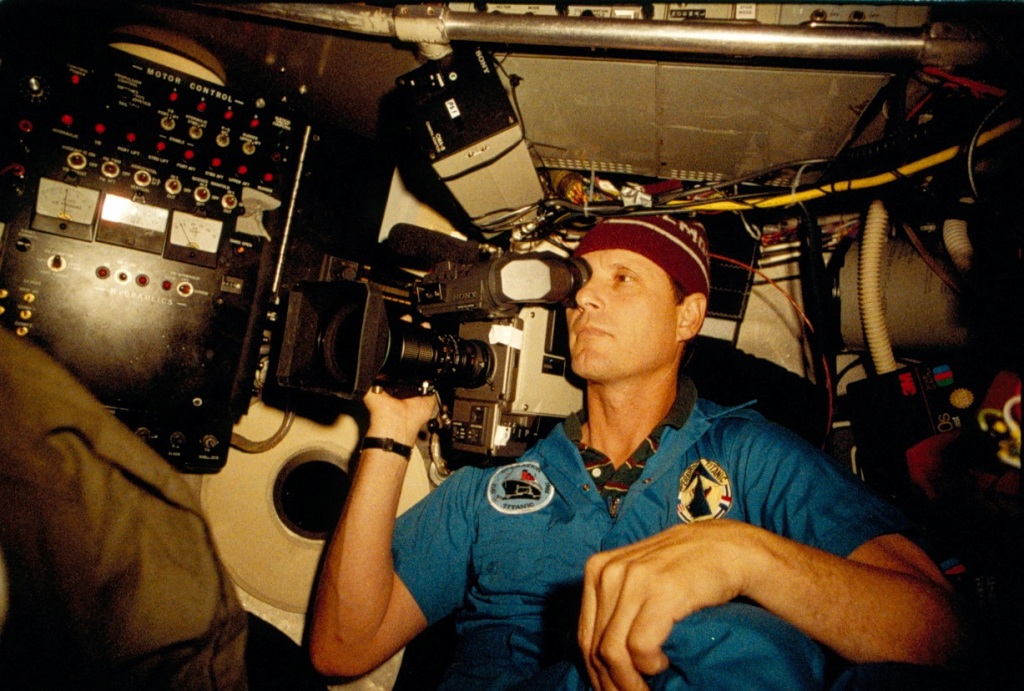 WHOI's Robert Ballard works during return to the Titanic wreck in July 1986.