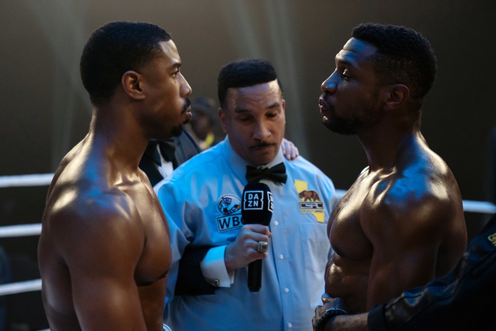 Michael B. Jordan and Jonathan Majors in "Creed III."