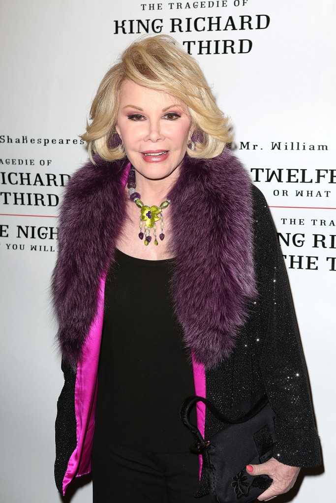 Joan Rivers attends the Broadway opening night production of "Twelfth Night" at Belasco Theatre.