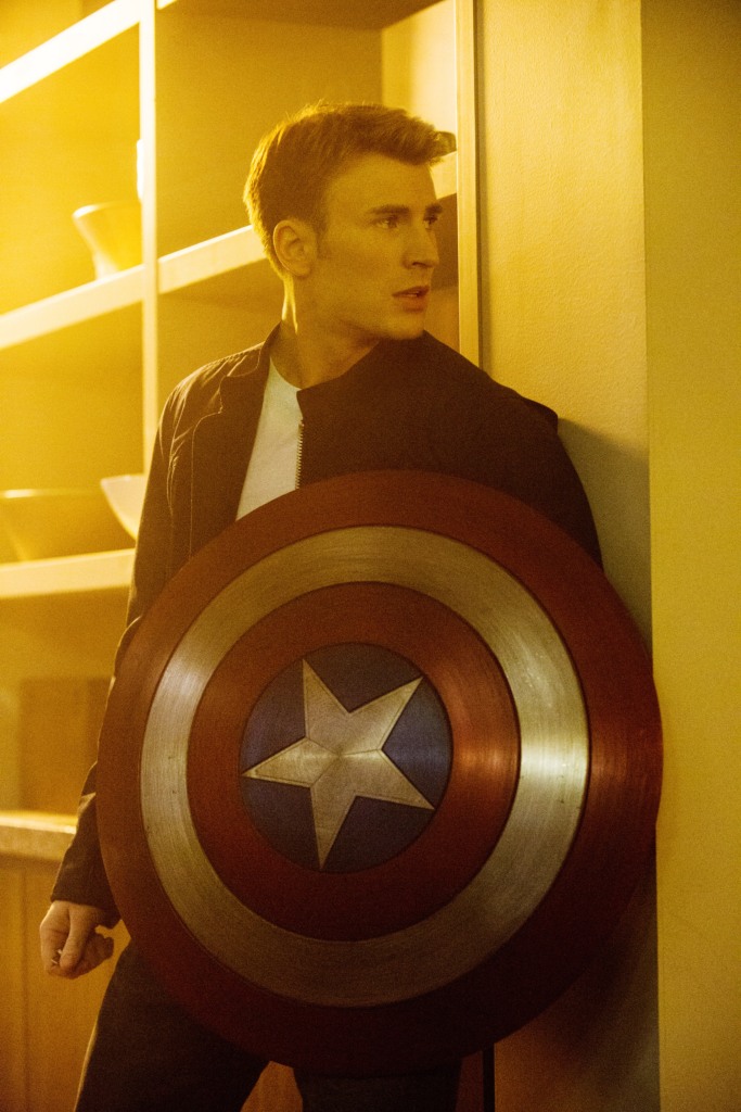 Chris Evans as Captain America. 