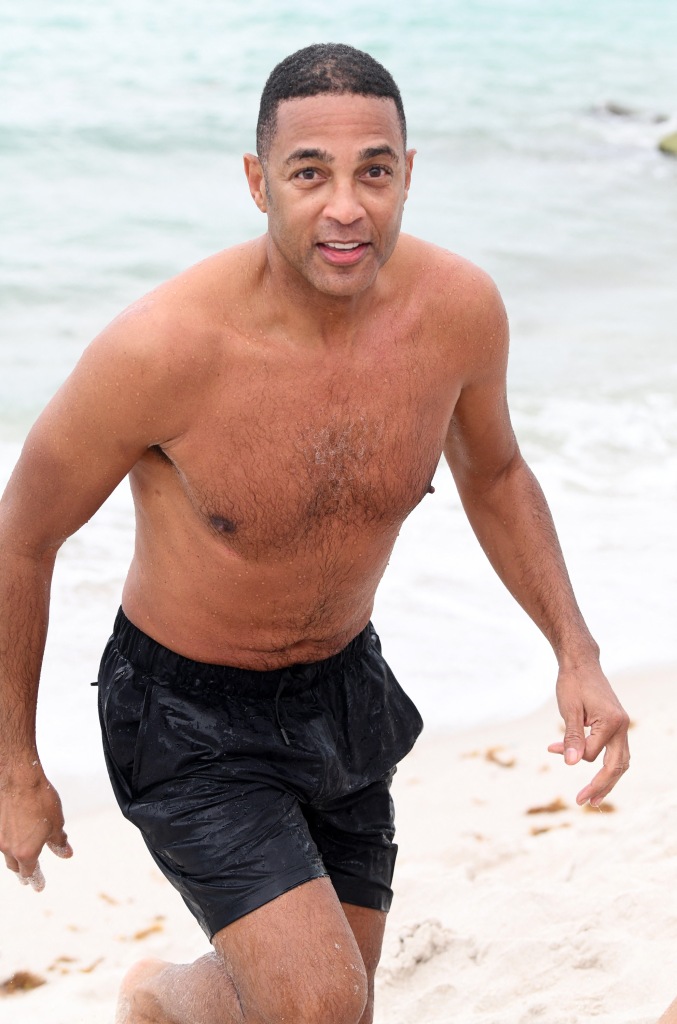 Shirtless Don Lemon at the beach in Miami.