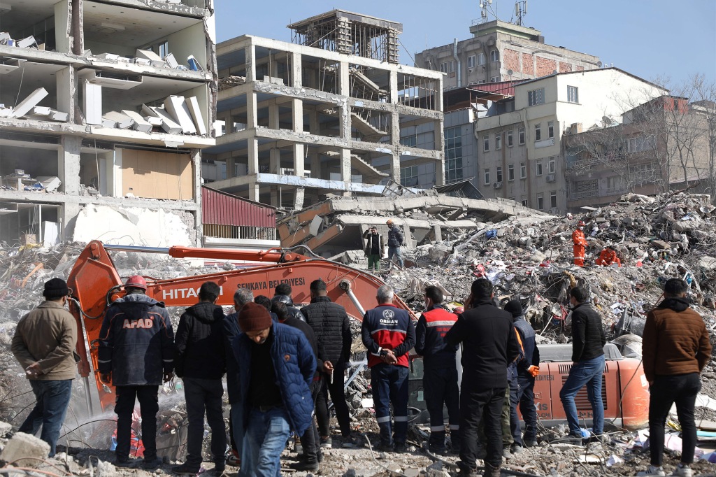 Rescue workers in southeastern Turkey