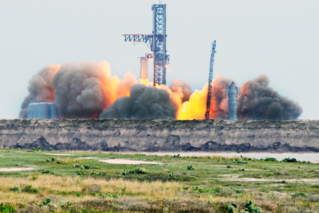 SpaceX ignites 31 out of 33 raptor engines during a Starship booster static fire test Thursday, Feb. 9, 2023, 