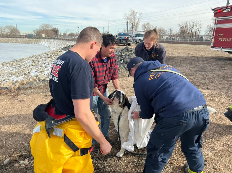 Mumford getting dried after the rescue.