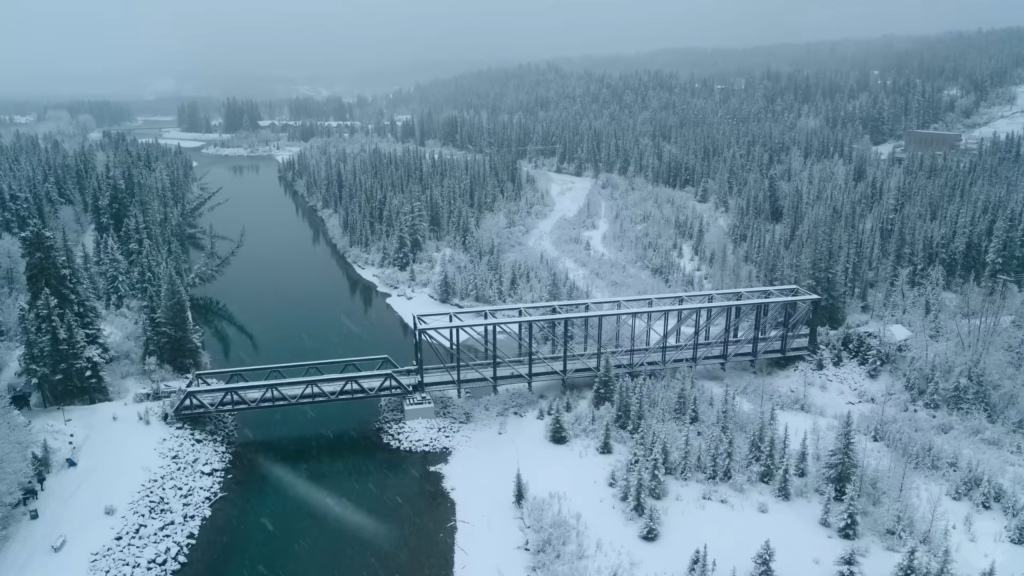 The crew can be seen at the far left of this overhead shot.