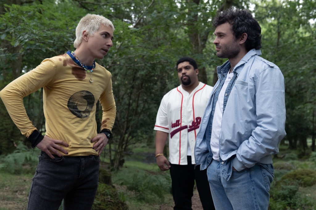 Stache (Aaron Holliday, left) goes on a journey with Daveed (O'Shea Jackson Jr.) and Eddie (Alden Ehrenreich) to find their lost cocaine.