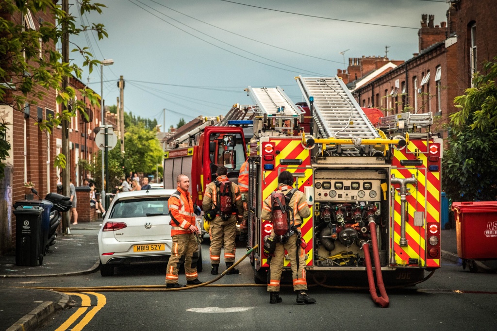 A picture of firefighters on a scene.