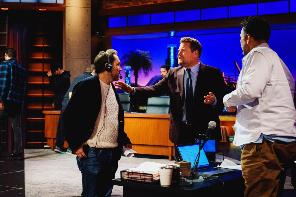 The Late Late Show with James Corden airing Thursday, February 2, 2023, with guests Shania Twain, Trevor Noah, and Jono Zalay