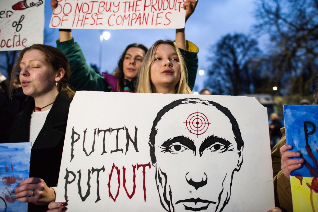 Demonstrators protest Vladimir Putin