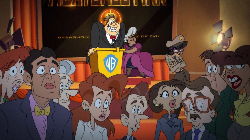 Ralph T. Guard ( at podium - voice: Frank Welker), 'Previously On/Season 3 and WB/How To: Friendship', (Season 3, ep. 301, aired Feb. 17, 2023).